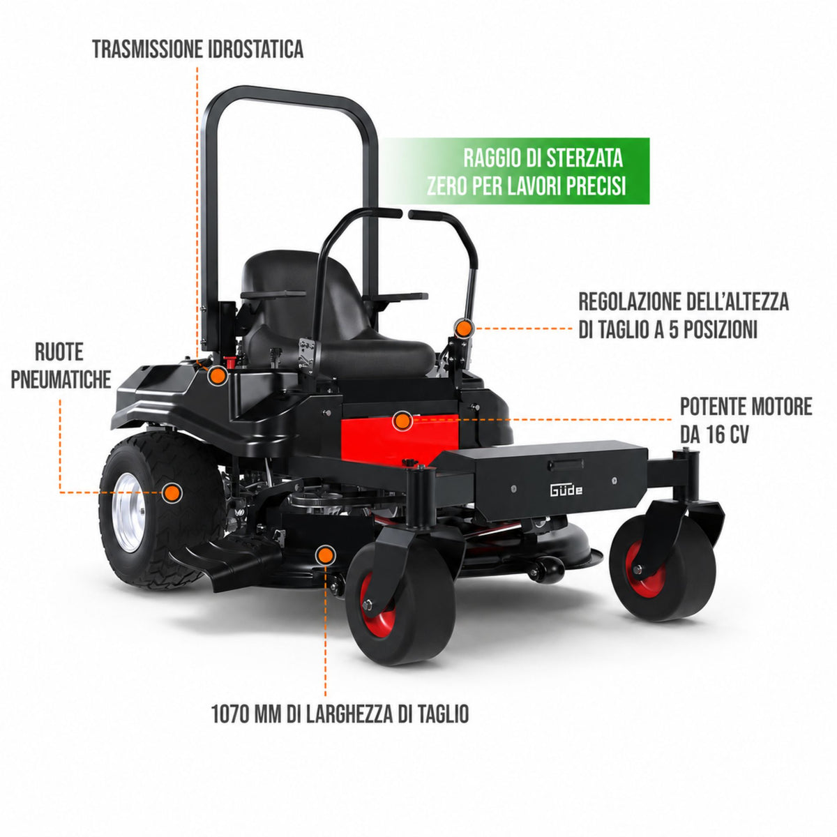 Tondeuse autoportée Güde GZT 1070
