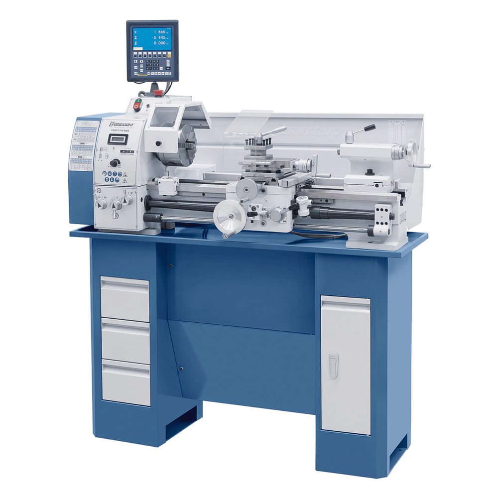 Tornio Bernardo Profi 700 BQV Vario / 230 V con DRO – Compatto e preciso