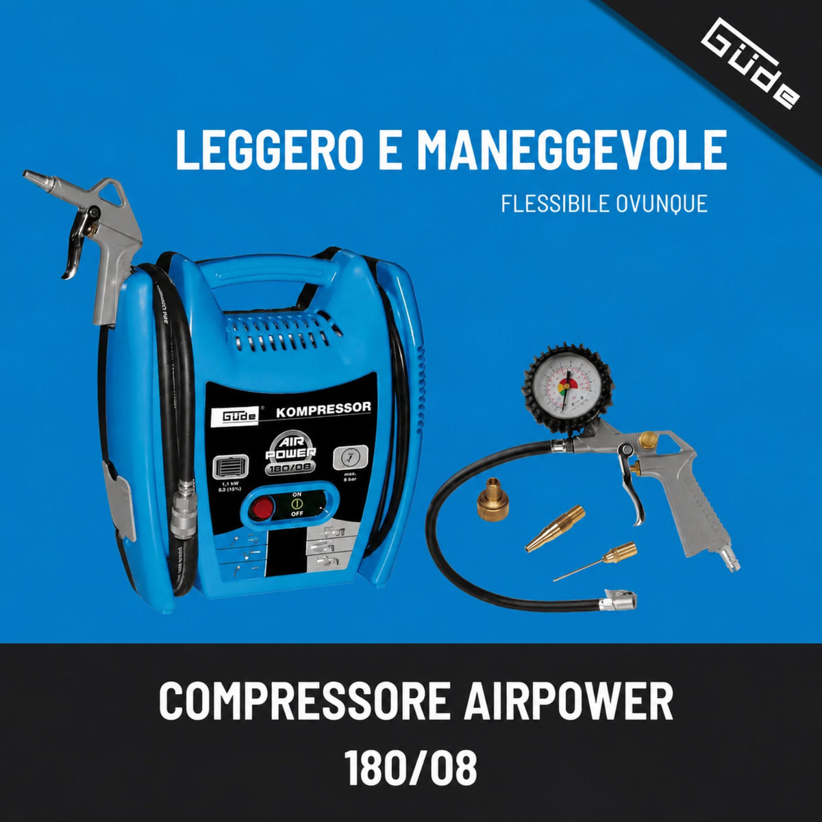 Compresseur d'air portable Güde Airpower 180/08