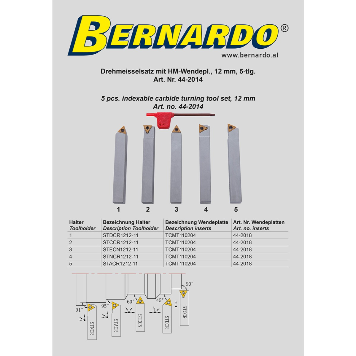 Utensile da tornio con placchette amovibili HM 12 mm