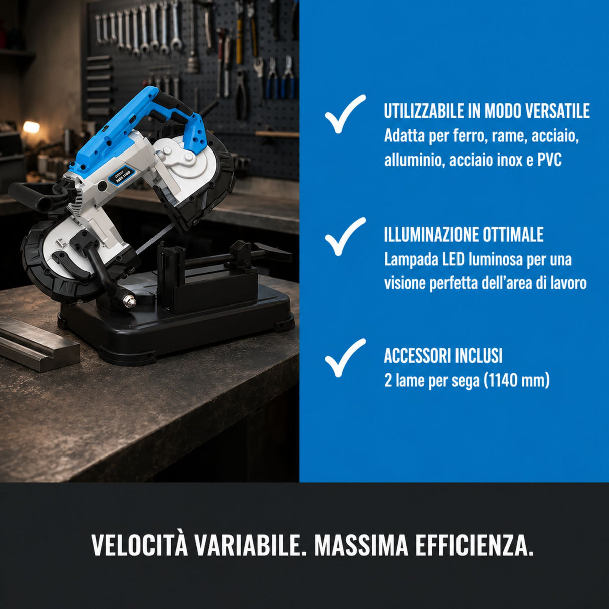Scie à ruban pour métaux Güde MBS 1100 professionnelle 1100 W