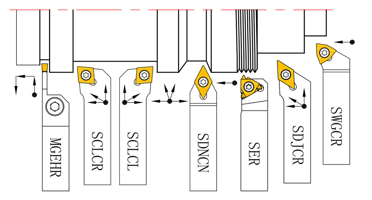 HM 8mm multi-cutting insert lathe tool, L kit