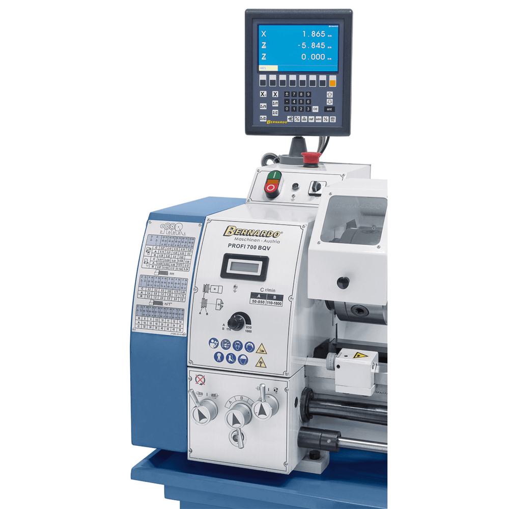 Tornio Bernardo Profi 700 BQV Vario / 230 V con DRO – Compatto e preciso