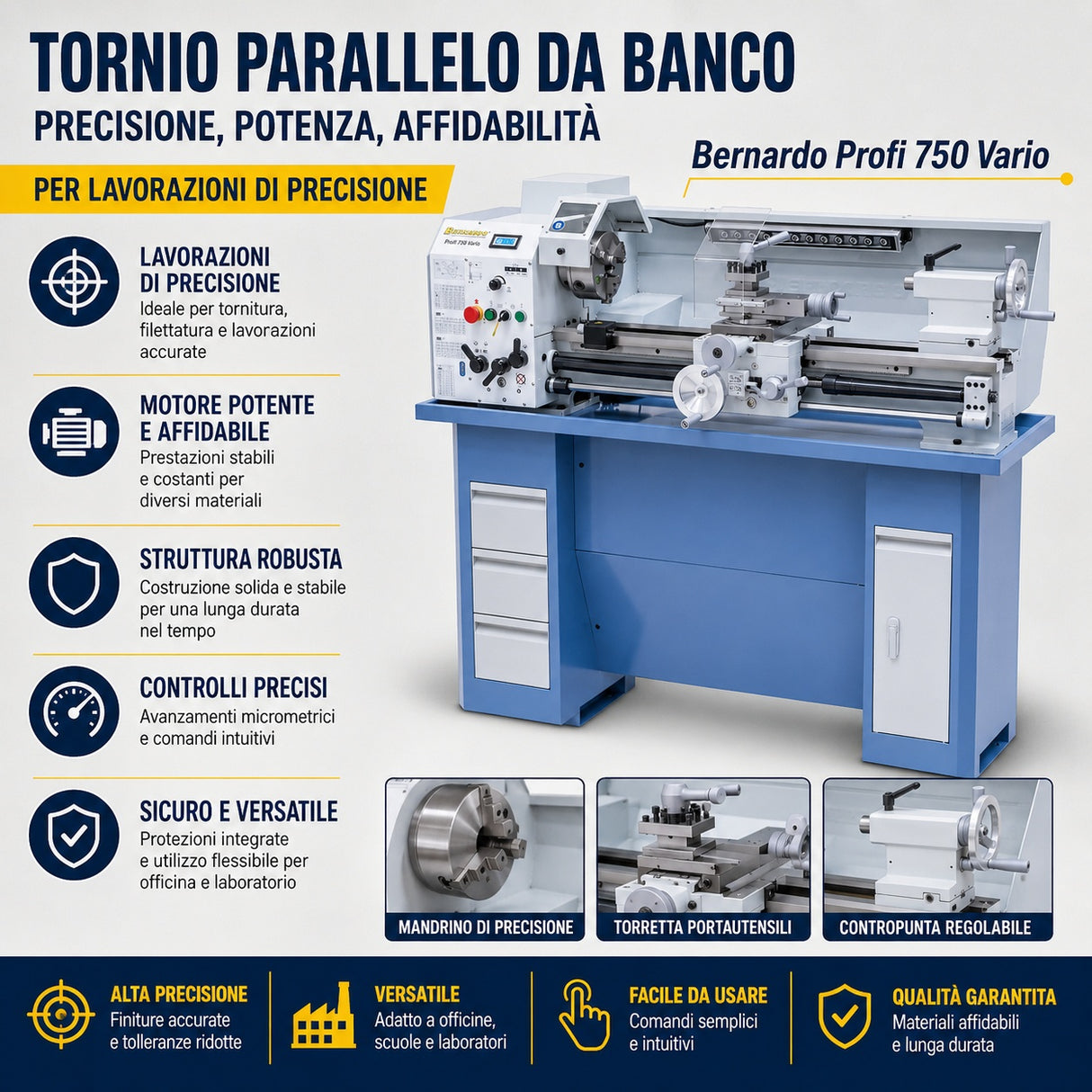 Tour Bernardo Profi 750 Vario / 230 V – Compact avec variateur