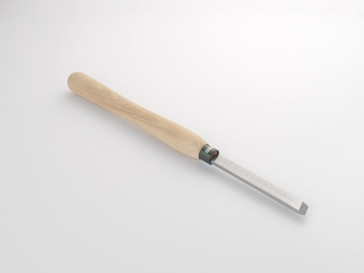 Sgorbia obliqua Record Power da 19 mm con lama in HSS e manico in faggio per finitura legno su tornio.