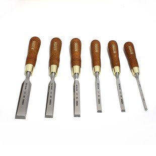 Set di scalpelli con bordo smussato lucido PREMIUM in scatola di legno