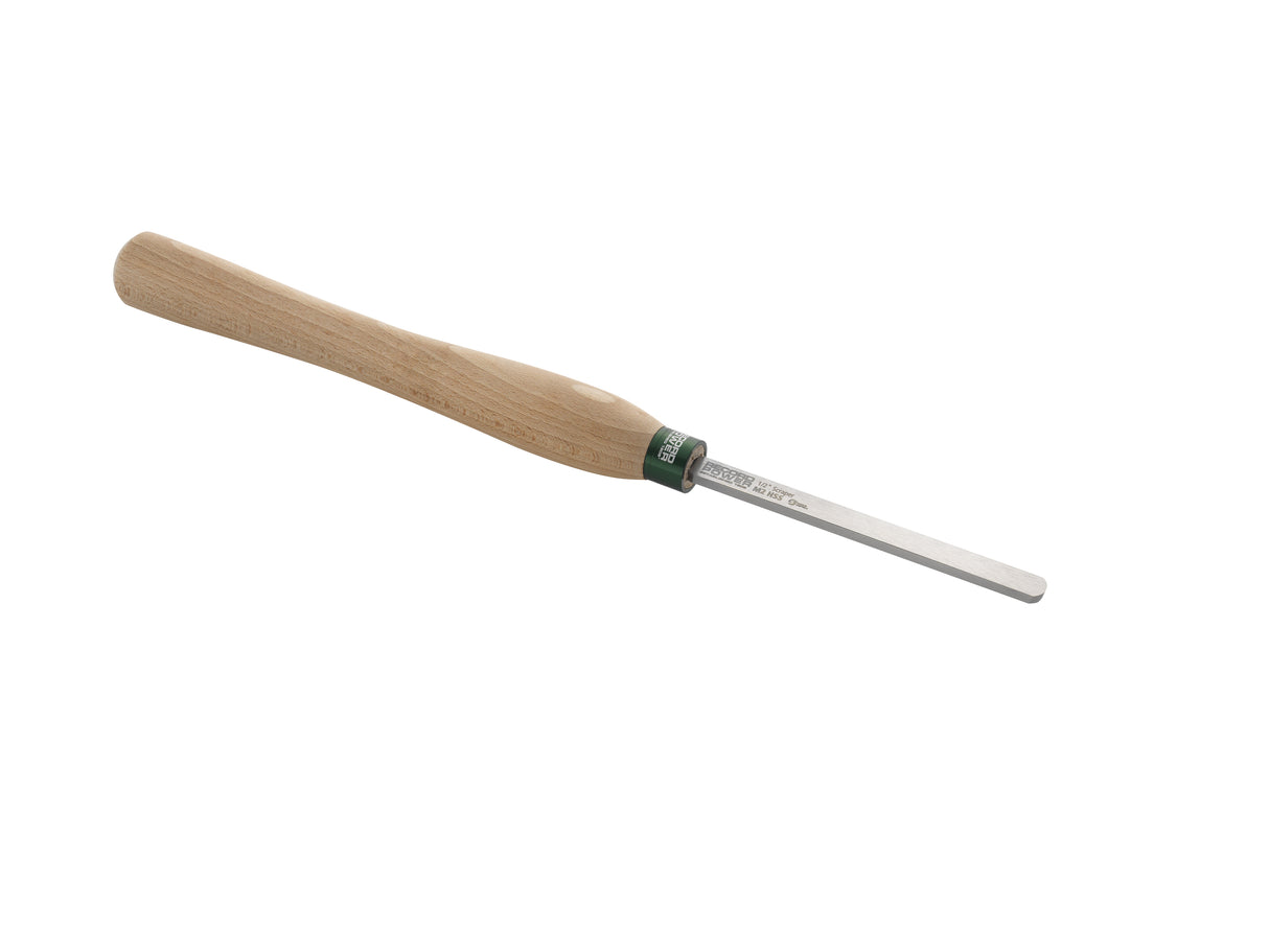 Vista della sgorbia ProComfort Record Power 1/2" con lama in HSS e impugnatura ergonomica per finitura interna delle ciotole al tornio.
