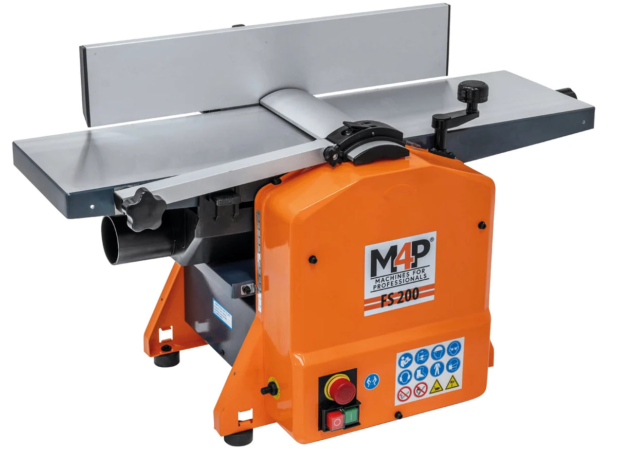 Pialla a filo e spessore combinata M4P FS 200 con motore 1,25 kW, 230 V monofase, larghezza di piallatura 200 mm e peso 22 kg