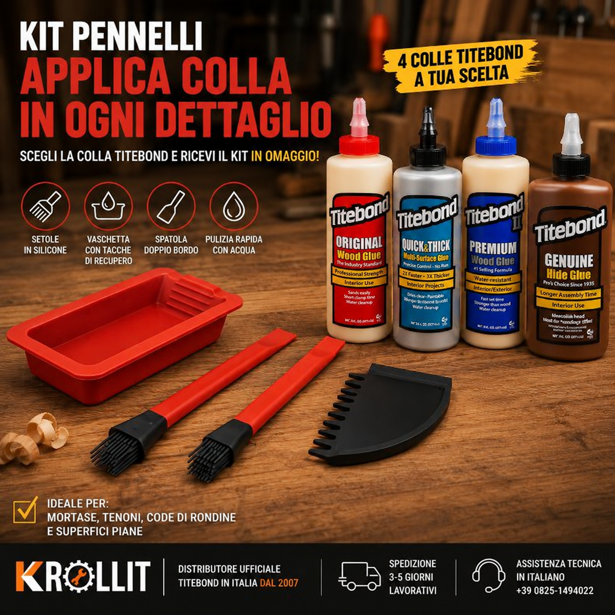 Kit pinceaux en silicone IGM avec colle Titebond au choix