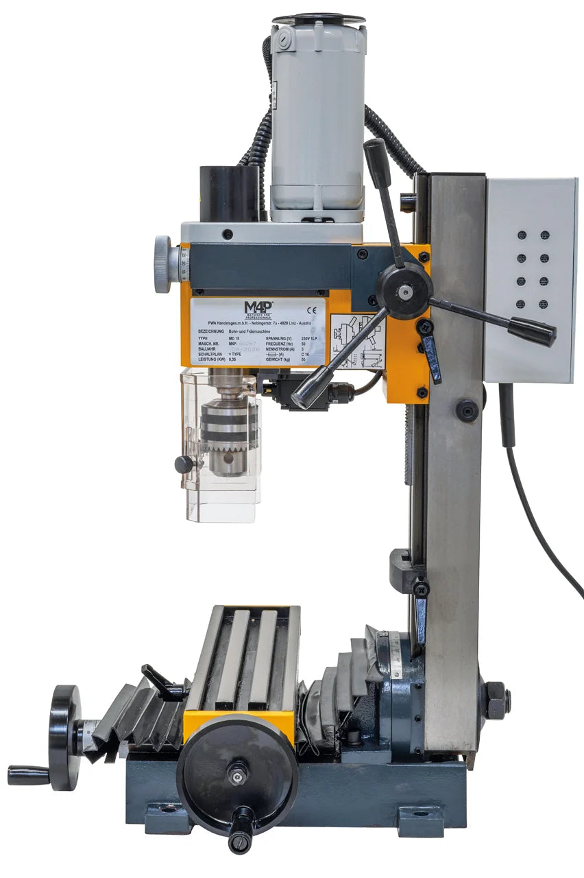 Trapano-fresatrice M4P MD 18 / 230 V, vista di profilo dal lato destro