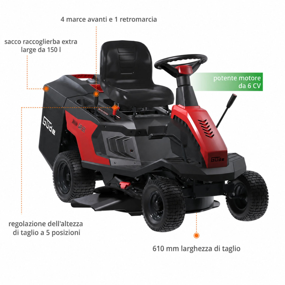 Tondeuse autoportée Güde GAR 651