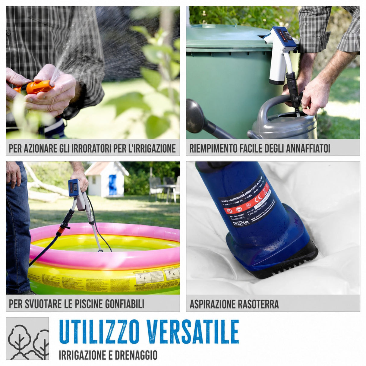 Pompa per cisterna d'acqua piovana a batteria Güde RFP 12-201-04