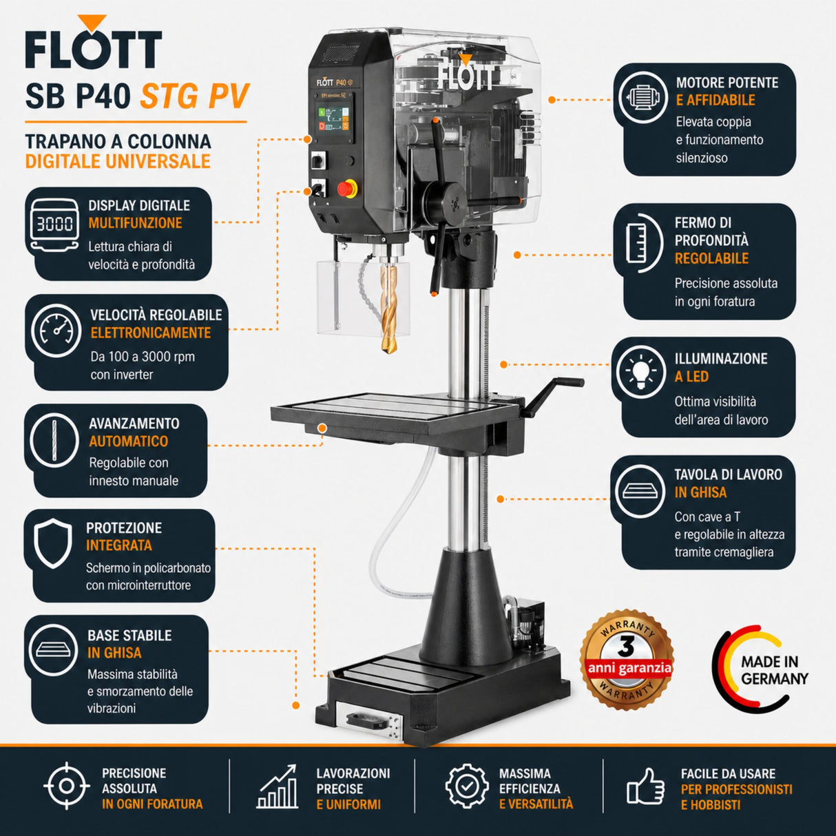 Perceuse à colonne Flott SB P40 STG PV Electronic