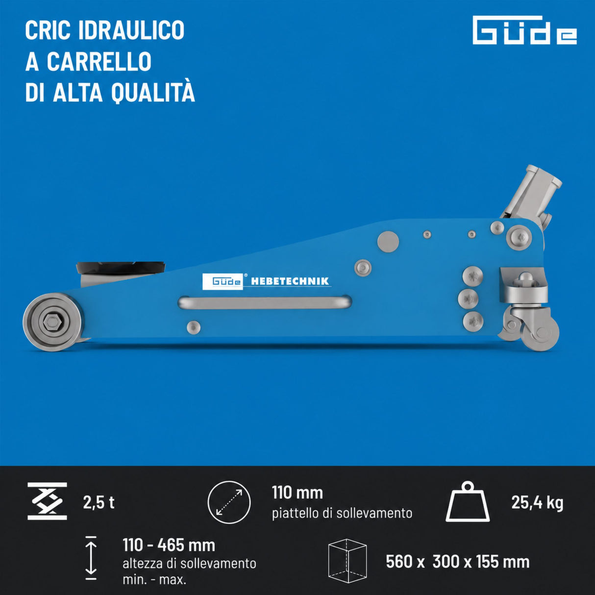 Cric hydraulique roulant Güde GRH 2.5/460AL