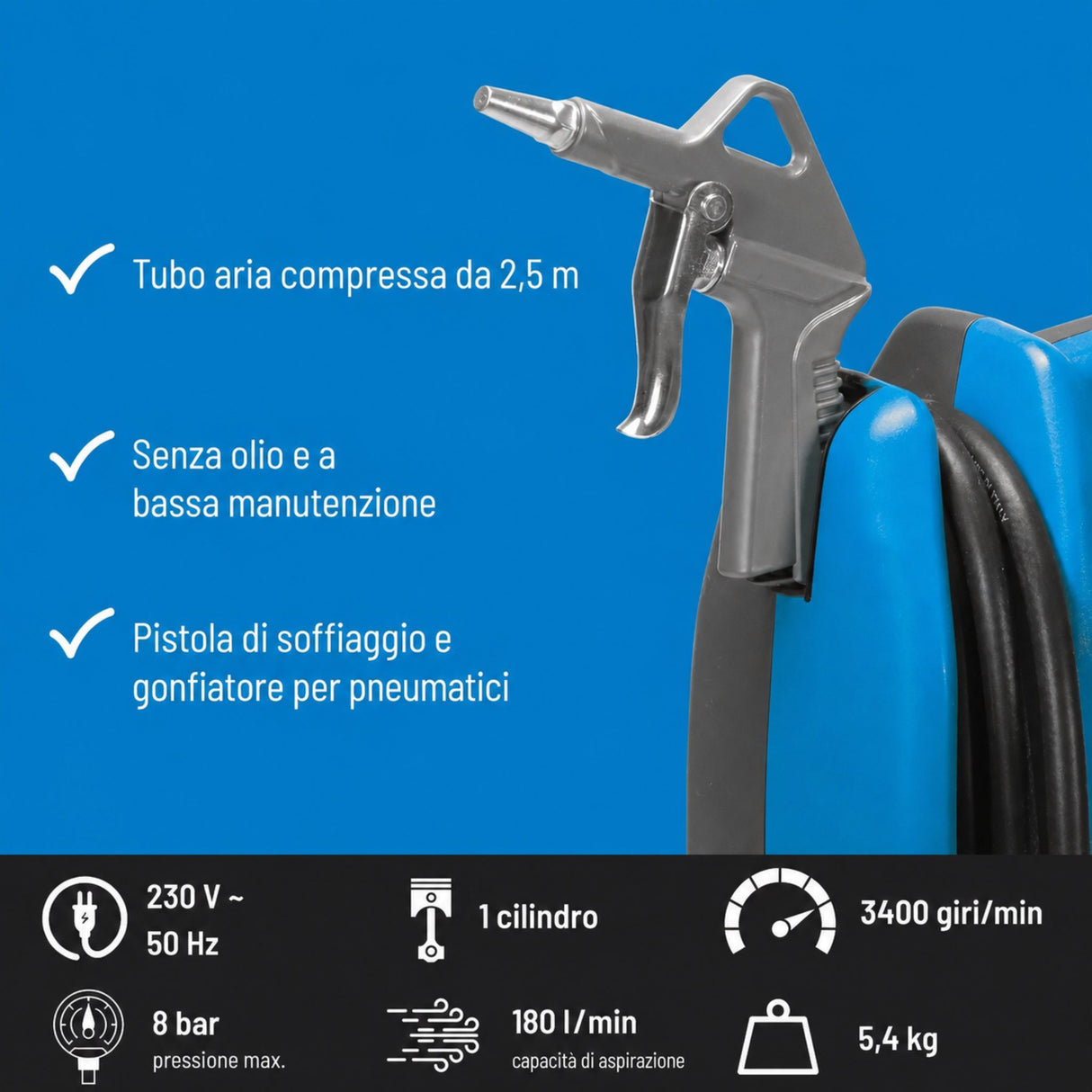 Compressore d'aria portatile Güde Airpower 180/08