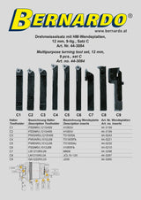 Set utensili tornitura Bernardo 12 mm – 9 pezzi con inserti HM