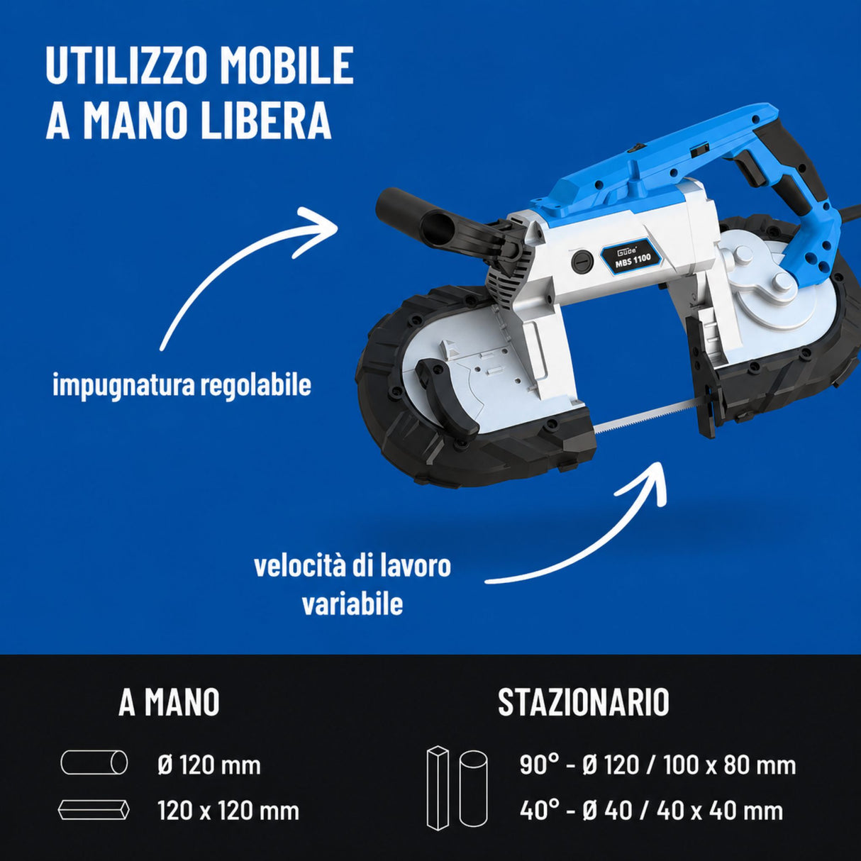 Scie à ruban pour métaux Güde MBS 1100 professionnelle 1100 W