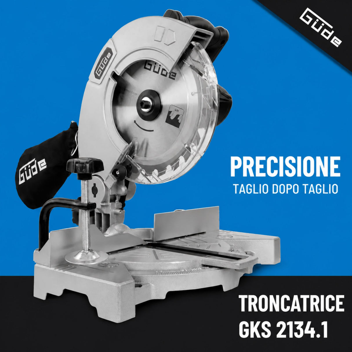 Güde GKS 2134.1 – Scie à onglets compacte pour coupes d'angle et d'onglet 1100 W