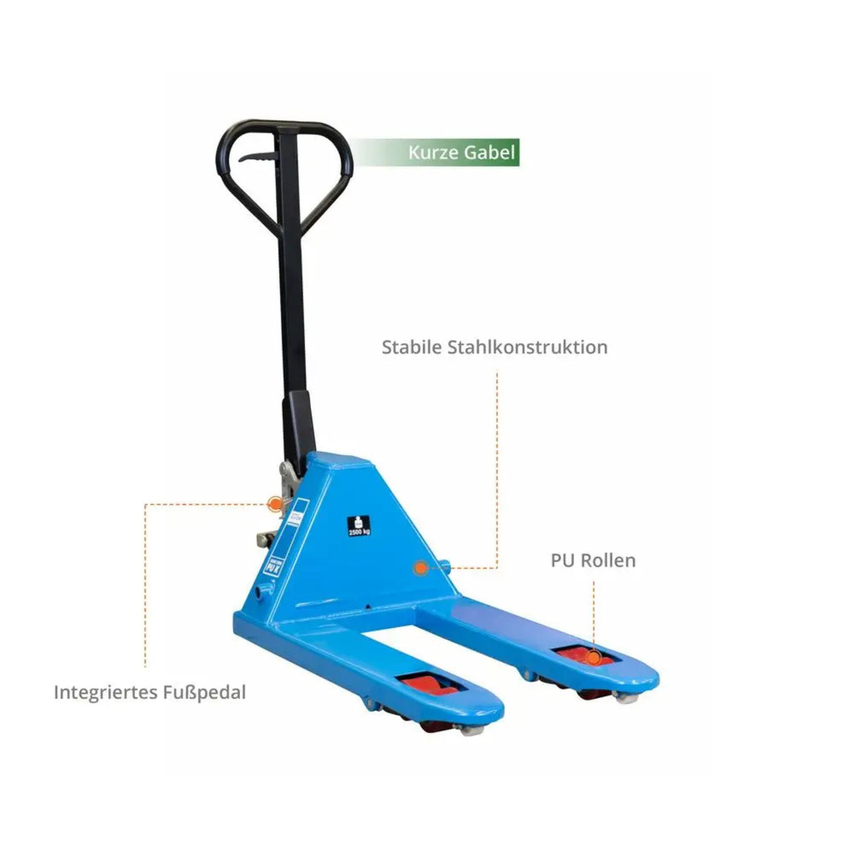 Transpalette manuel Güde 2500 kg – PU (fourches 800 mm)