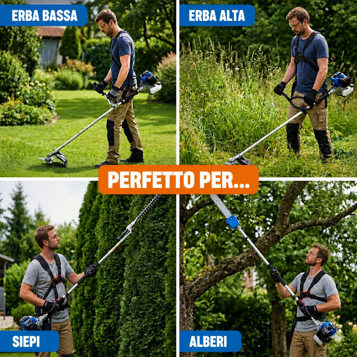 Decespugliatore multifunzione Güde GPS 1001 4in1 – motore 2 tempi 1,2 kW con 4 attrezzi