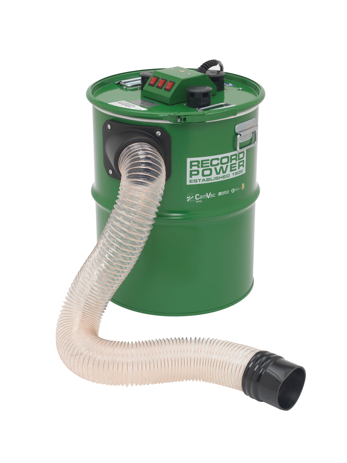 Aspiratore CamVac Record Power CGV386-6 con capacità da 90 litri e tre motori da 1 kW, progettato per applicazioni professionali ad alta richiesta di aspirazione.