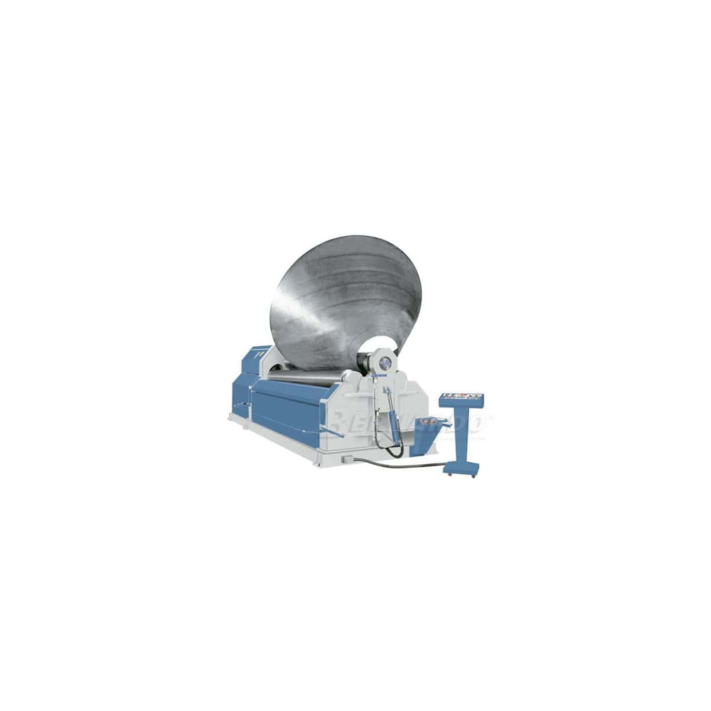 Calandra idraulica Bernardo AHS 3100 – 10,0 a 4 rulli, capacità 13 mm x 3100 mm, motore 11 kW, peso 9 tonnellate.