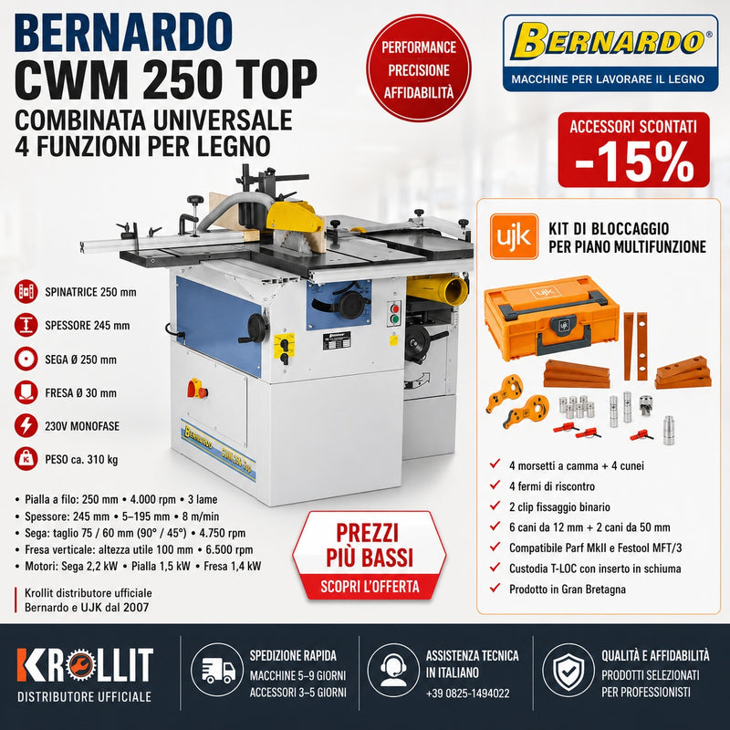 Combinée Bernardo CWM 250 Top + Kit de serrage complet UJK
