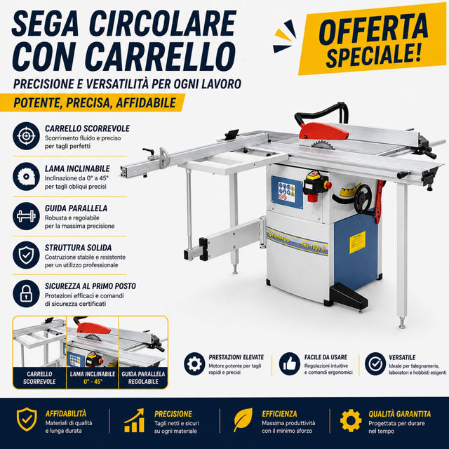 Squadratrice Bernardo FKS 1600 N, ideale per tagli precisi su pannelli e lavorazioni di falegnameria con elevata stabilità e scorrimento fluido del carro.