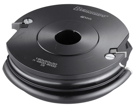 Testa multifunzione Bernardo Ø160 mm in lega di alluminio con altezza 50 mm e foro 30 mm, ideale per creare diversi profili e battute su legno con toupie e fresatrici verticali.