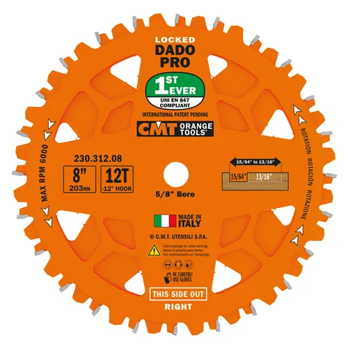 Outil de coupe CMT Set de lames à rainurer Pro - D203x6,2-20 d15,87 Z12 HW