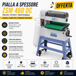 Calibratrice Bernardo ZSM 460 DC alimentazione 230V con larghezza di lavoro 460 mm e sistema di aspirazione integrato, ideale per levigatura precisa e finitura uniforme del legno.