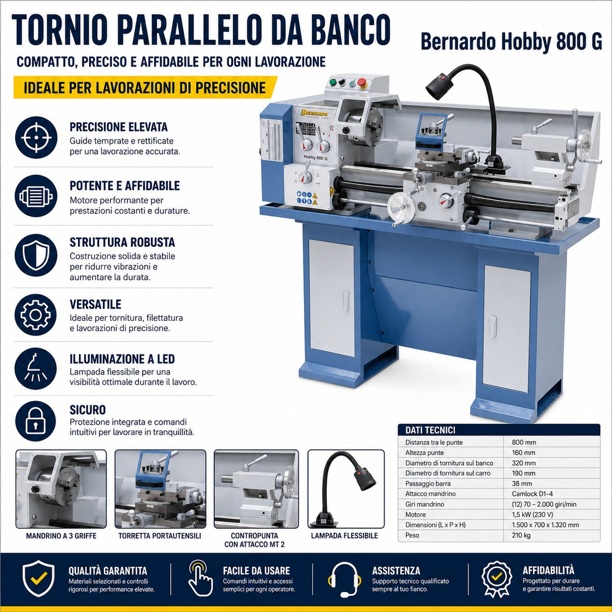 Tour Bernardo Hobby 800 G / 230 V – Compact et précis