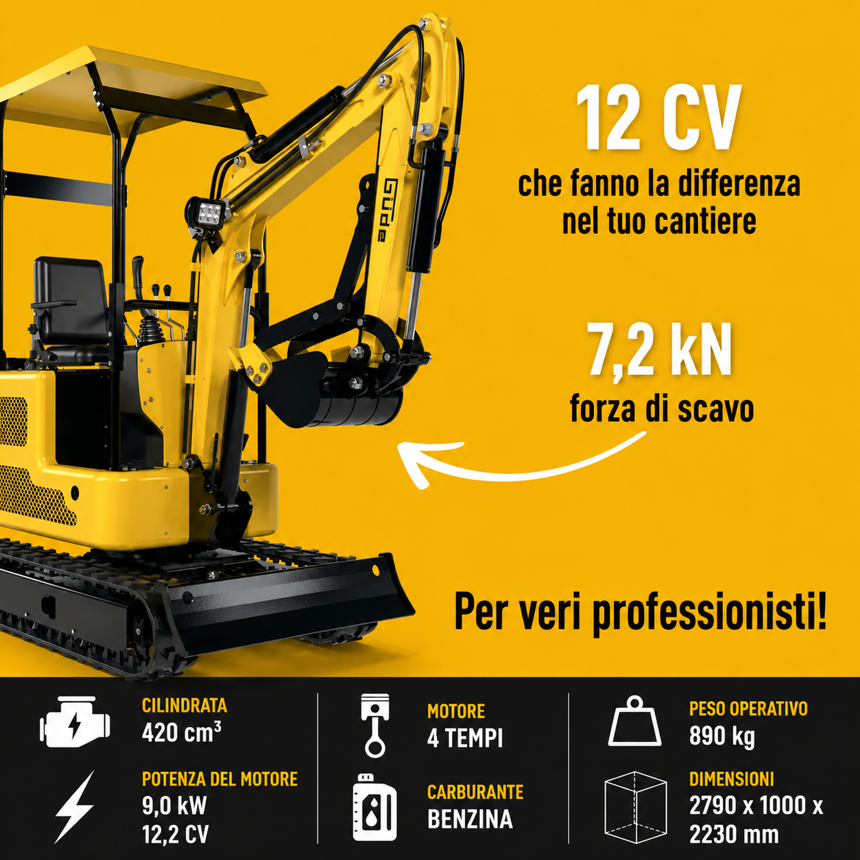 Mini-excavatrice Güde GMB 860B
