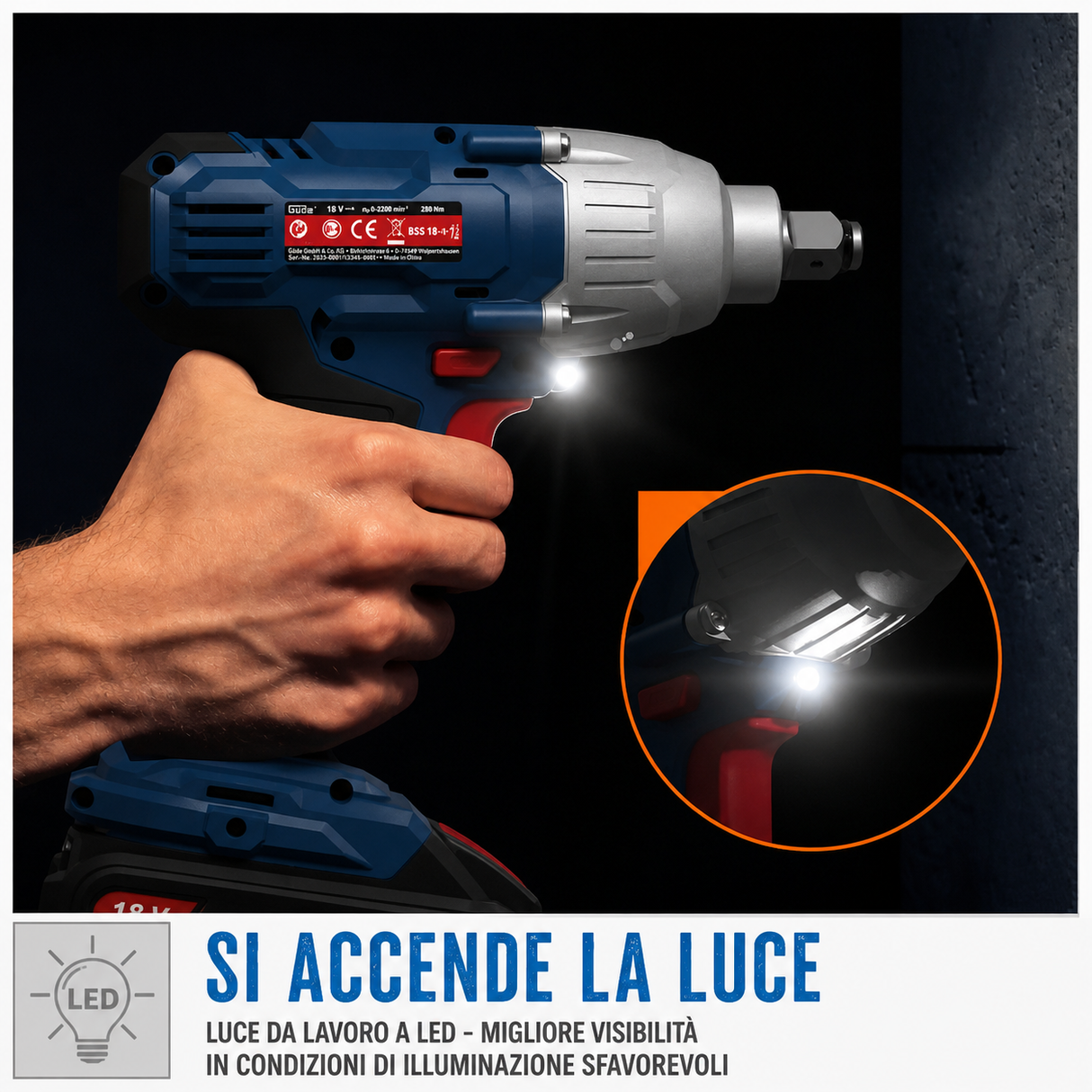Outil électrique portatif visseuse à percussion Guede BSS 18 1/2-0