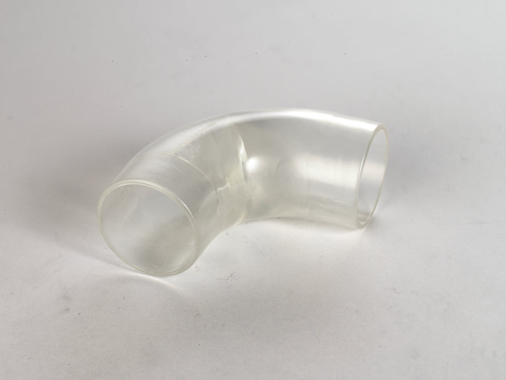 Curva a 90° trasparente Record Power CVA250-50-106 per sistemi di aspirazione da 2,5″, ideale per modificare la direzione delle tubazioni e controllare il passaggio delle polveri.