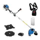Asta lunga 1.870 mm consente accesso a siepi elevate senza scale. Tracolla vibrante regolabile riduce fatica operatore e ammortizza oscillazioni motore. Impugnatura ergonomica posizionata per controllo equilibrato durante taglio filo e disco.
