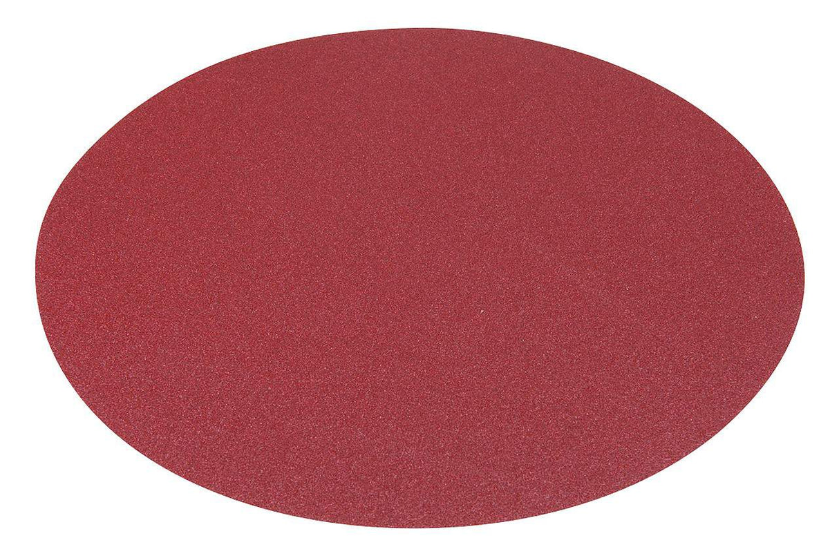 Disco abrasivo diametro 300 mm grana 120 con sistema di fissaggio a velcro hook-and-loop per levigatura fine e finitura di superfici metalliche.