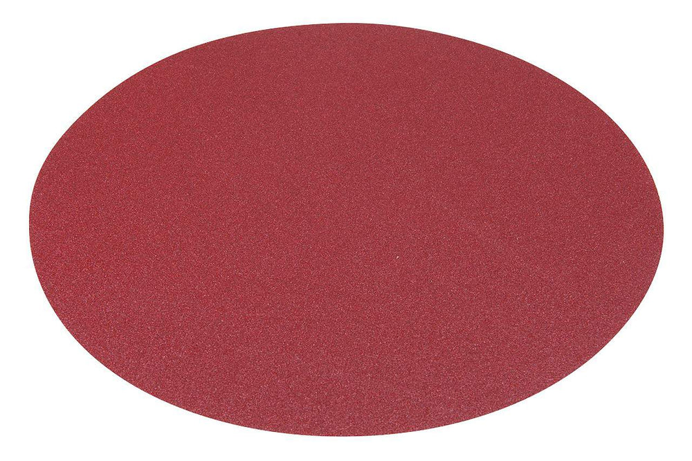 Disco abrasivo diametro 300 mm grana 150 con sistema di fissaggio a velcro hook-and-loop per levigatura fine e finitura di superfici metalliche.