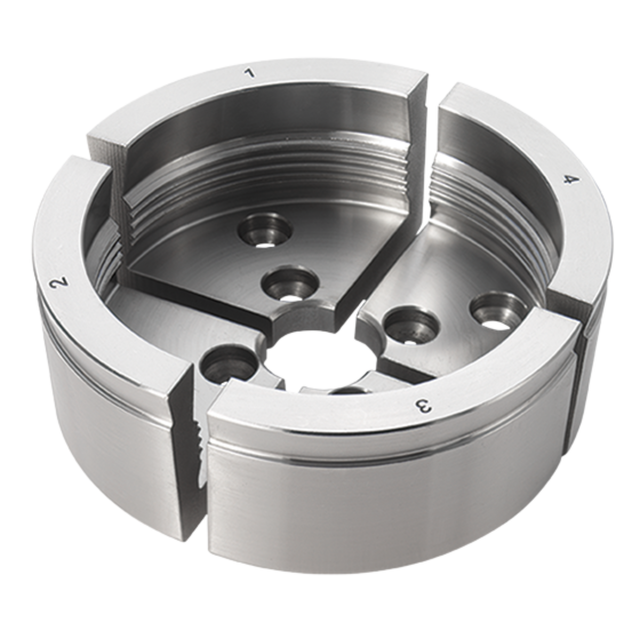 Ganasce Record Power da 100 mm con profilo a coda di rondine esterno e corpo interno profondo dentato, ideali per grandi ciotole, legno verde e vasi cavi.