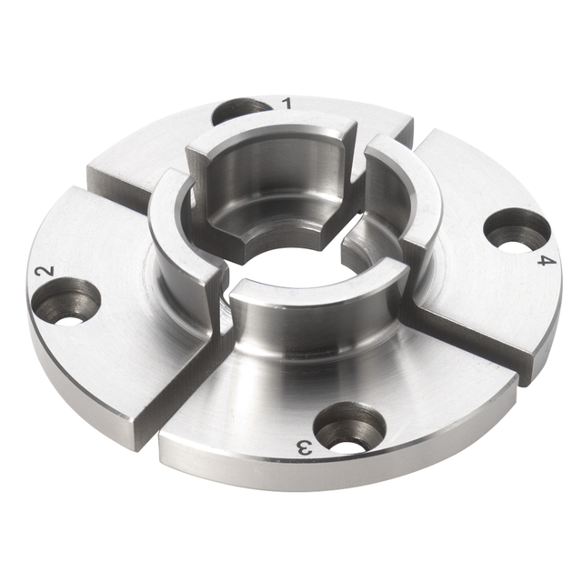 Ganasce standard Record Power da 35 mm con profilo a coda di rondine e design a becco di falco, ideali per perni e incavi di piccole dimensioni nella tornitura del legno.