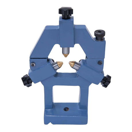 Accessorio lunetta fissa installata su tornio Bernardo Hobby 800 G, utilizzata per sostenere un pezzo lungo durante la lavorazione di precisione.