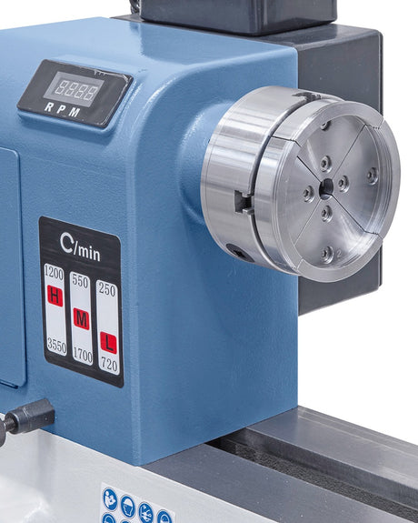 Mandrino 4 griffe larghe dentate interne ed esterne M 115 in acciaio temprato, ideale per lavorazioni meccaniche su tornio.