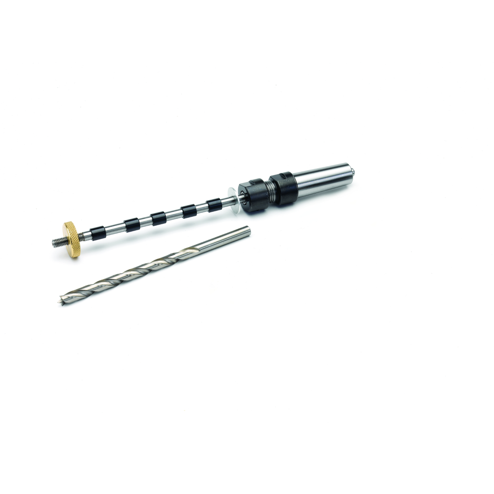 Mandrino universale per tornitura di penne con cono Morse 2, completo di punta da 7 mm e boccole PBS1 per lavorazioni precise.