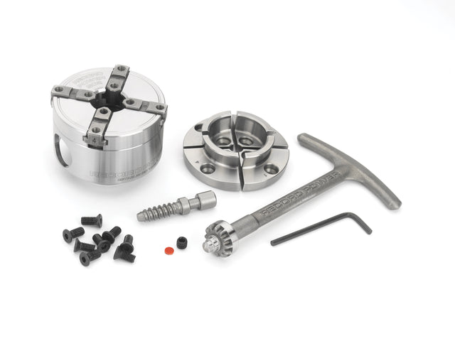 Mini mandrino Record Power SC2 con corpo da 65 mm e filettatura diretta 1-1/4” x 8 TPI, ideale per la tornitura di piccoli oggetti in legno con maggiore capacità di presa.