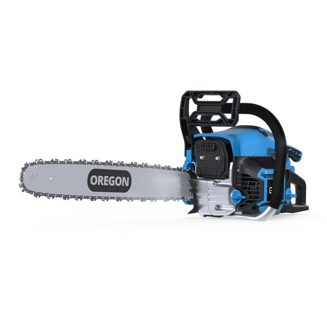 Motosega Güde KS 450-55 con motore da 55 cc, barra Oregon, sistema antivibrante e avviamento facilitato.