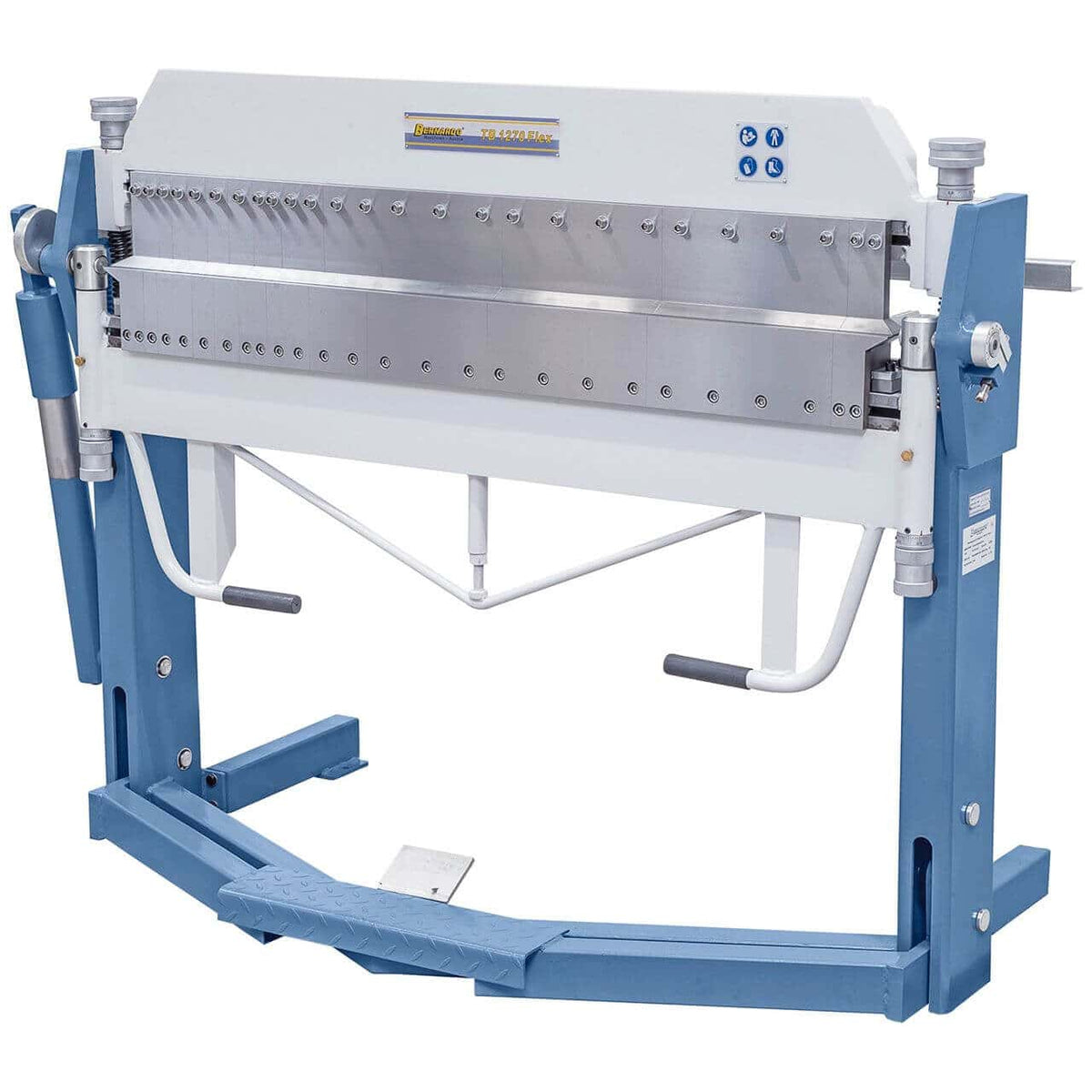 Piegatrice Bernardo TB 1020 Flex con lame segmentate superiori, inferiori e di piegatura, ideale per scatole e profili complessi fino a 1020 mm.
