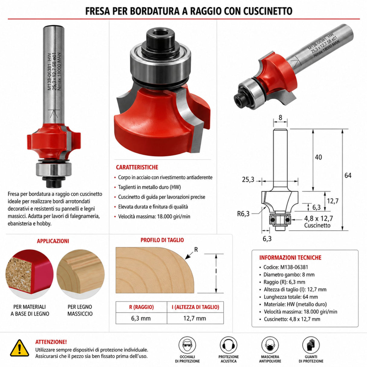 Fraise IGM M138 pour arrondir les chants