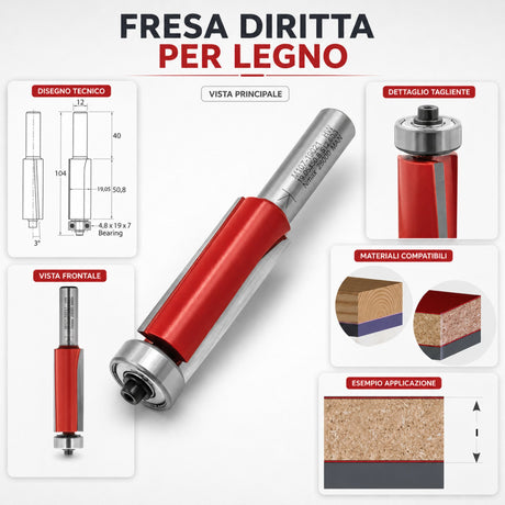 Fraise droite IGM M107 pour affleurage avec coupe hélicoïdale descendante