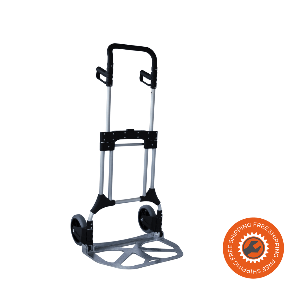 Carrello Ravendo ALU 200 in alluminio e plastica, con ruote piene e piastra larga, capacità fino a 200 kg.