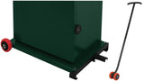 Il kit mostra la base della sega a nastro Sabre 350 montata su ruote e la barra di sollevamento che permette la movimentazione con una sola persona.